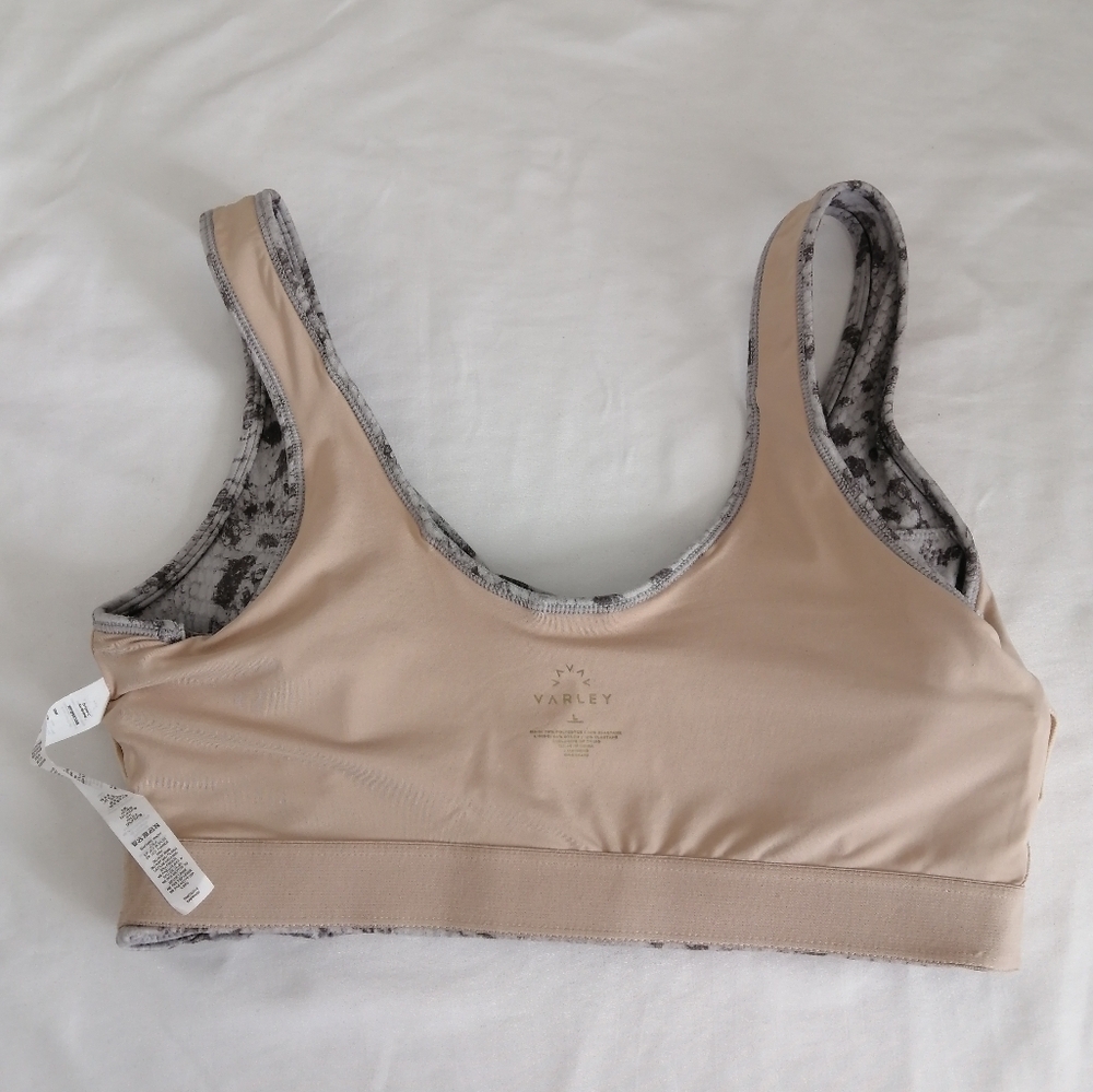 Varley Kellam Sports Bra in Taupe Grey Snake Print Large - Picture 11 of 16